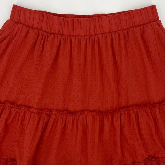 Torrid Orange Cotton Clip Dot Ruffled Tiered Mini Skater Skirt w/Pockets 1X - Picture 6 of 10